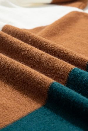 Women's Plus Size Ribbed Trim Color Block Sweater