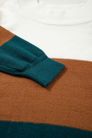 Women's Plus Size Ribbed Trim Color Block Sweater