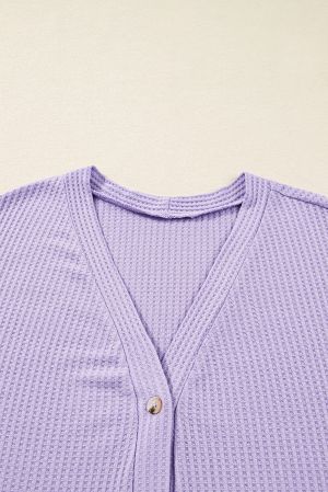 Дамска жилетка с копчета в лилав цвят, макси размери