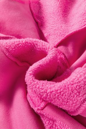 Pink Mineral Wash Terry Patchwork Drawstring Hoodie