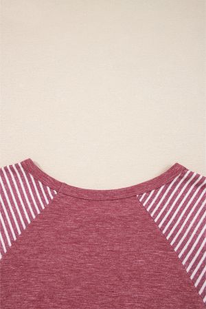 Дамска блуза с райета и дантелен акцент по ръкавите