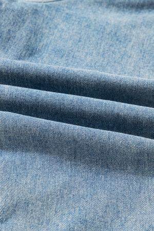 Дамско синьо дънково яке с големи джобове и странични връзки, boyfriend стил