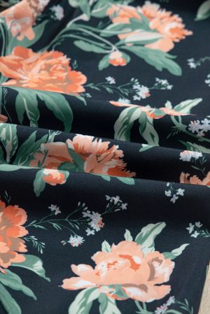 Women's Blue Floral Print Mini Dress with Striped Trim