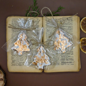 Handmade Christmas Ornament with Gold Leaf