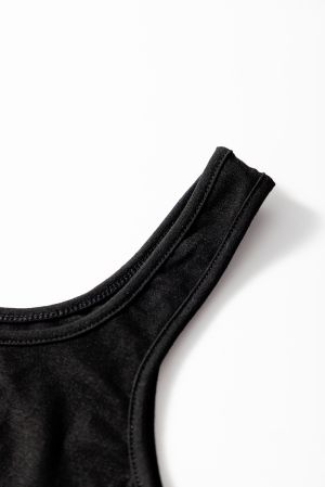 Women's Black Sleeveless Wide Leg Jumpsuit with Peekaboo Waist Cutout