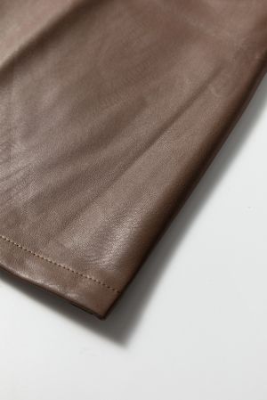 Women’s Brown Vegan Leather Sleeveless Mini Dress