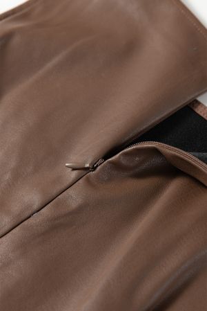 Women’s Brown Vegan Leather Sleeveless Mini Dress