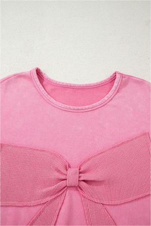 Women's Pink Long Sleeve Top with Statement Bow