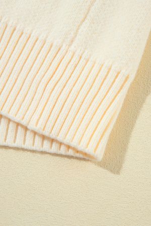 Women’s Beige Knit Cardigan with Single Button and Pockets