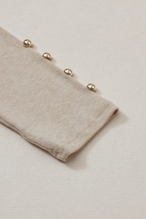 Дамска бежова блуза с дълги бухнали ръкави