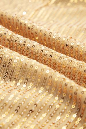 Women's Gold Sequin High Neck Blouse