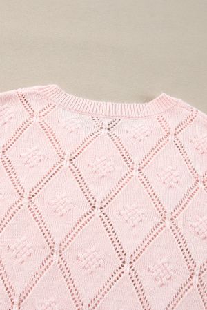 Women’s Cropped Knitted Sweater in Powder Pink