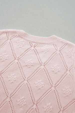 Women’s Cropped Knitted Sweater in Powder Pink
