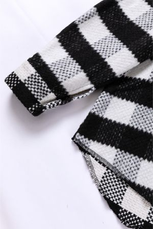 Women's Black and White Check Shacket