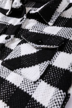 Women's Black and White Check Shacket