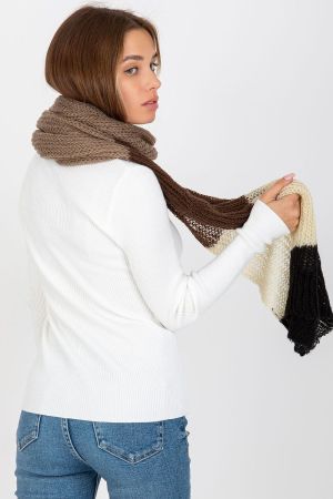 Women’s Brown, Cream & Black Knitted Scarf