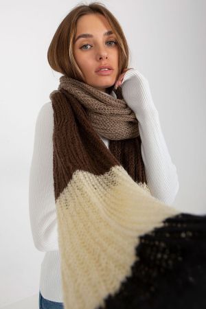 Women’s Brown, Cream & Black Knitted Scarf