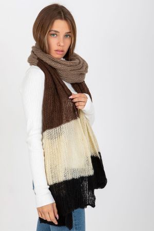 Women’s Brown, Cream & Black Knitted Scarf