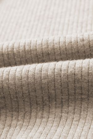 Women’s Beige Thermal Lined Ribbed Sweater with Mock Neck