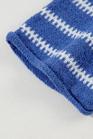 Women’s Navy and White Striped Sweater