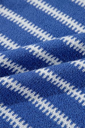 Women’s Navy and White Striped Sweater