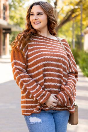 Women’s Brown and White Striped Sweater