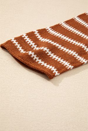 Women’s Brown and White Striped Sweater