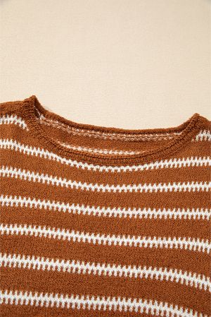 Women’s Brown and White Striped Sweater