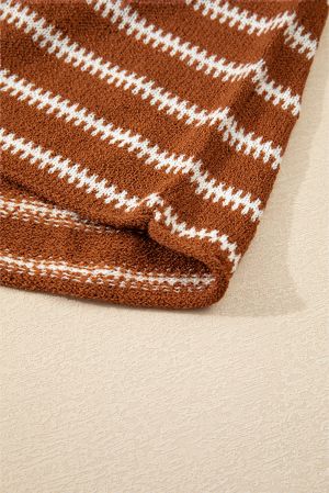 Women’s Brown and White Striped Sweater