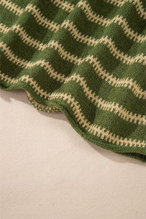Women’s Green and Beige Striped Sweater