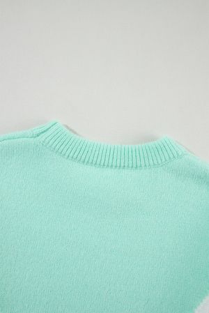 Women’s Lilac and Mint Color Block Sweater with White Triangle Detail