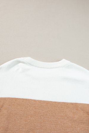 Women’s Beige and White Soft Knit Sweater with Minimal Design