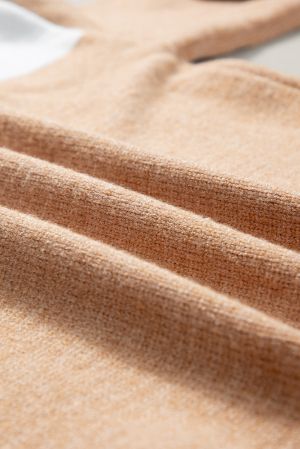 Women’s Beige and White Soft Knit Sweater with Minimal Design