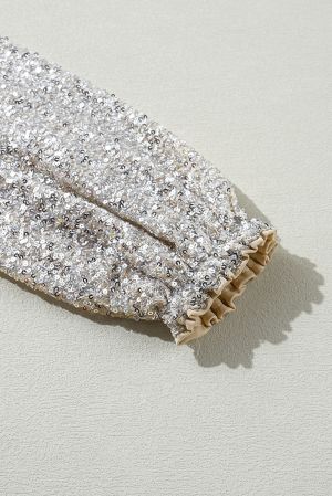 Women's Black Sequin Blouse with Modern Crop Fit