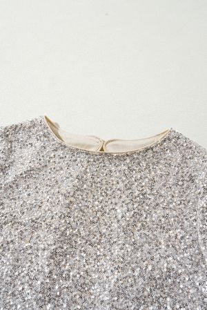 Women's Black Sequin Blouse with Modern Crop Fit