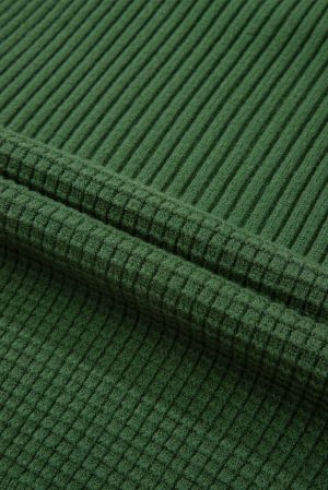 Women's Green Knitted Sweater with Textured Design