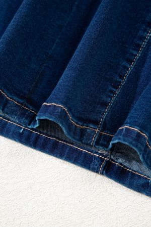 Dirty blue Sleeveless Zipped Bodycon Denim Short Dress