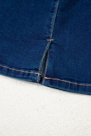 Dirty blue Sleeveless Zipped Bodycon Denim Short Dress