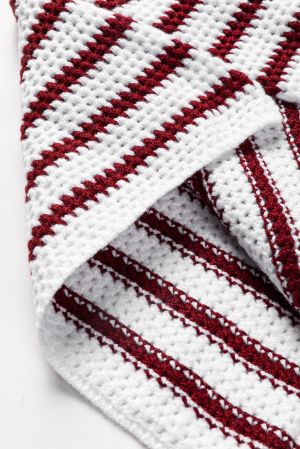 Women’s Striped Sweater in White and Burgundy