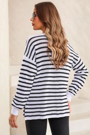 Women’s Striped Sweater in White and Black