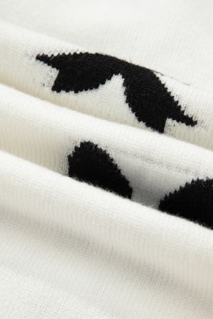 Women’s White Cardigan with Black Bow Details and Front Ties