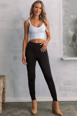 Women's Black High-Waisted Shaping Denim Jeggings