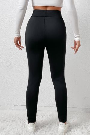 Women's Black Fleece-Lined Winter High Waist Leggings