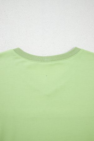 Meadow Mist Green Solid Loose V Neck Half Sleeve Tee and Shorts