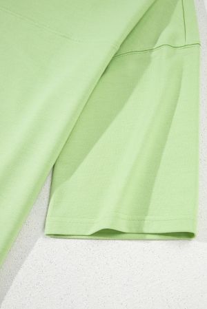Meadow Mist Green Solid Loose V Neck Half Sleeve Tee and Shorts