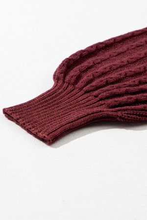 Women's Burgundy Knitted Sweater with Textured Pattern