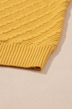 Women's Yellow Knitted Sweater with Textured Pattern