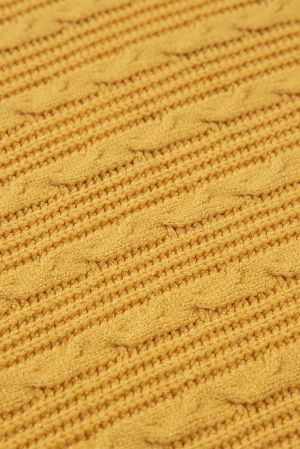 Women's Yellow Knitted Sweater with Textured Pattern