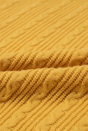 Women's Yellow Knitted Sweater with Textured Pattern