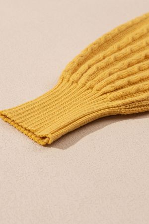 Women's Yellow Knitted Sweater with Textured Pattern